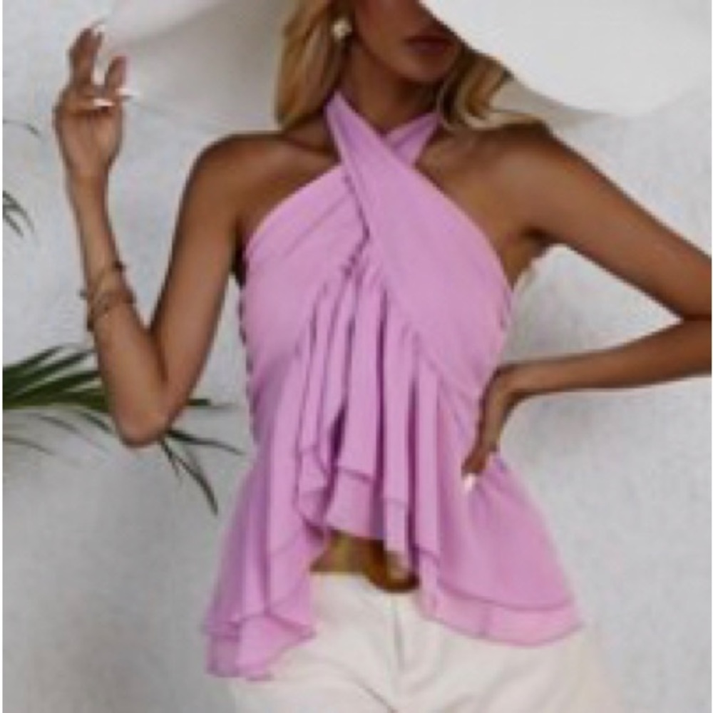Lavender Wrap Ruffle Top